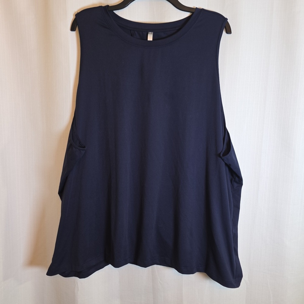 Fabletics Navy Exercise Top, Size 4X Open Back